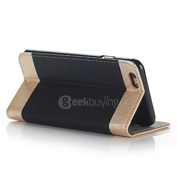 New Style Luxury Golden Filamentous Pattern Wallet Leather Case Cover For Apple iPhone 6s 4.7 inch Phone - Black