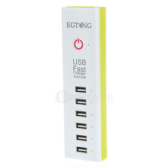 EGTONG 6-Port USB Fast Charger Fire-Resistant Smart Charger for iPhone / iPod / Tablet - EU Plug