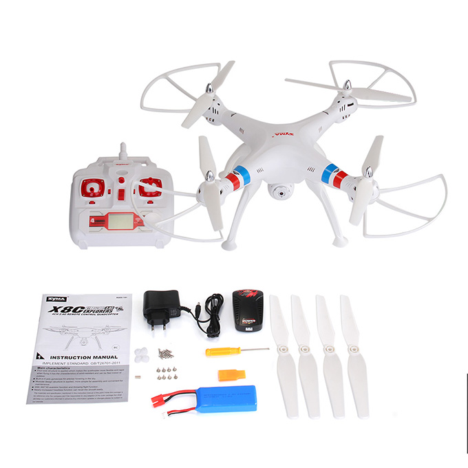 Syma X8C Venture Quadcopter 2MP HD Camera Headless Mode 2.4G RC RTF 6 Axis Gyro 3D Flip Fly - White