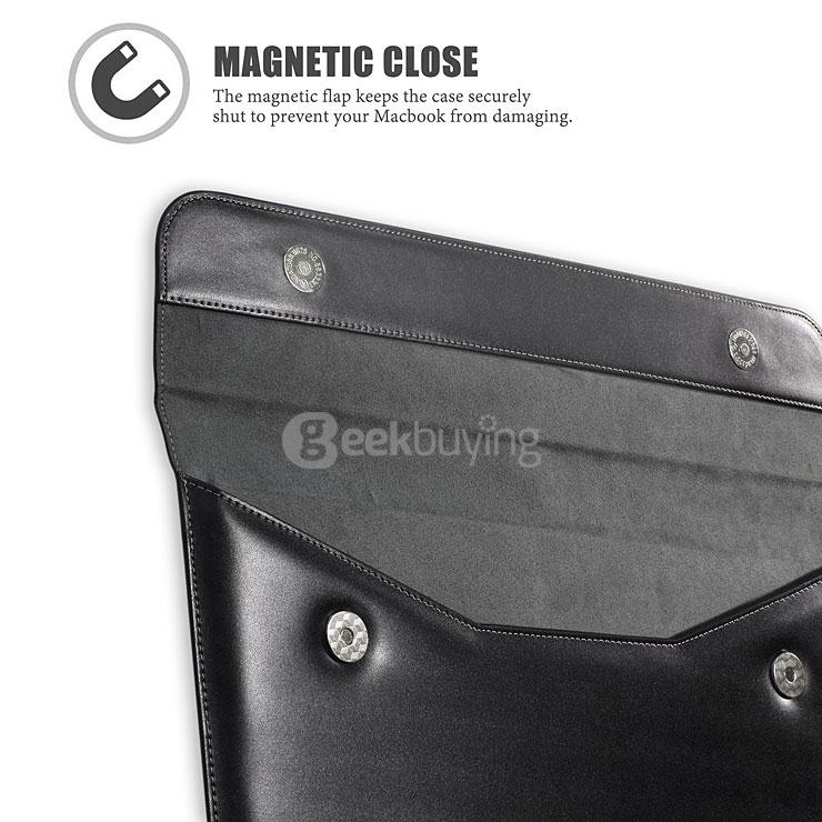 LENTION® Elegant Leather Sleeve Case for 11 Inch Macbook Air - Black