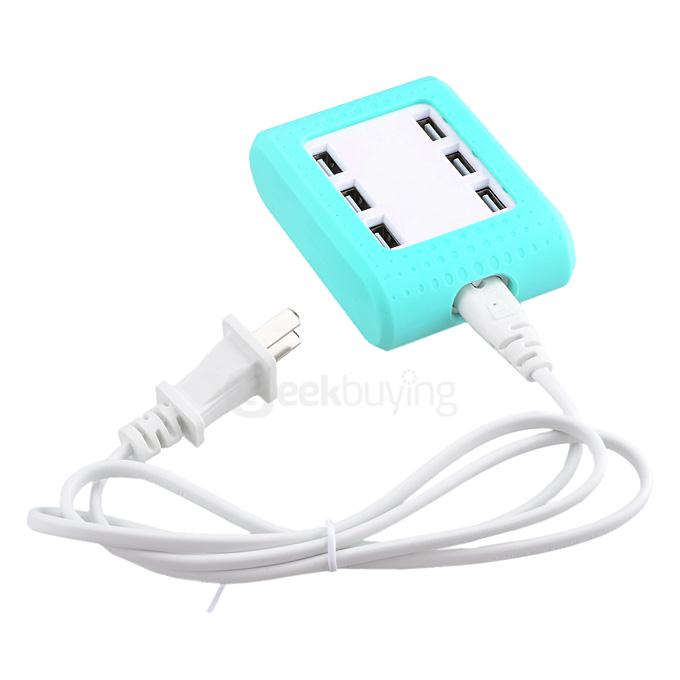 US Plug TYD-531 6-Port USB Charger for Android / iOS Devices - Green + White