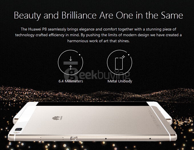 HUAWEI P8 5.2inch FHD Android 5.0 3GB 16GB 4G LTE Smartphone 0.8mm Narrow Frame Hisilicon Kirin 930 Octa Core 2.0GHz Smart WiFi - Silver
