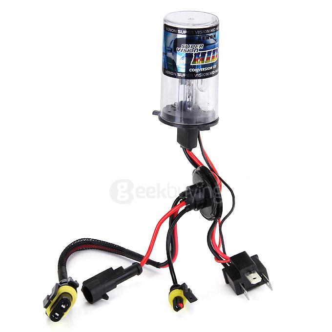6000K Car H4-2 55W HID Xenon Headlight Light Lamp Bulb Replacement - Black + White ( One Pair )