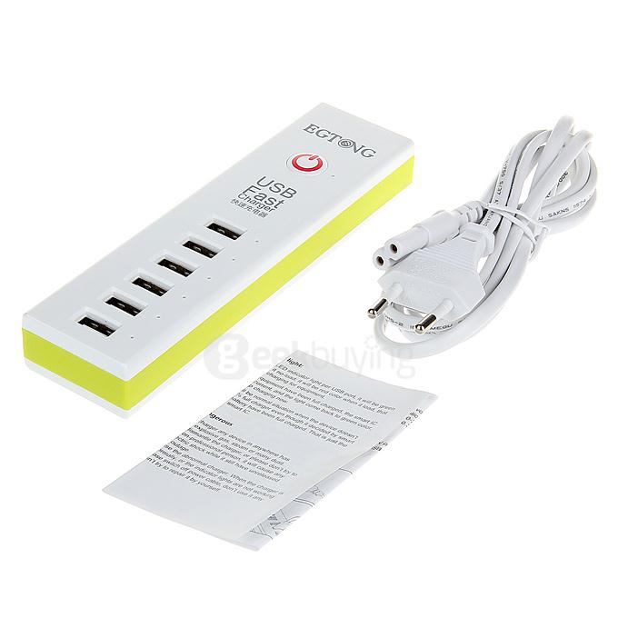 EGTONG 6-Port USB Fast Charger Fire-Resistant Smart Charger for iPhone / iPod / Tablet - EU Plug
