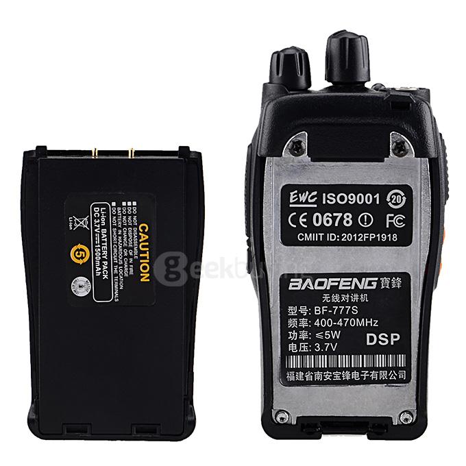 BAOFENG BF-777S 400~470MHz 2 Way Radio Walkie Talkie US Plug 5W 16CH UHF Interphone Transceiver Handheld Intercom - Black