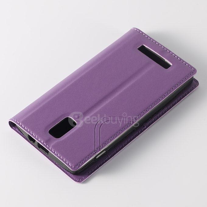 Window View Style Protective PU Leather Case Hard Flip Cover with Back Shell for Blackview Breeze Smartphone - Purple