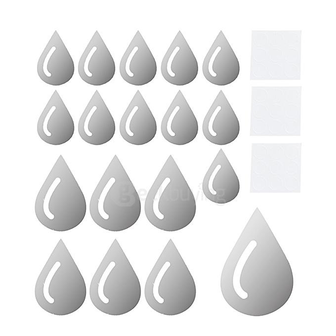 DIY Home Decorative Decal Art Mural Water Drop Raindrop Removable Acrylic 3D Mirror Wall Sticker - Silver