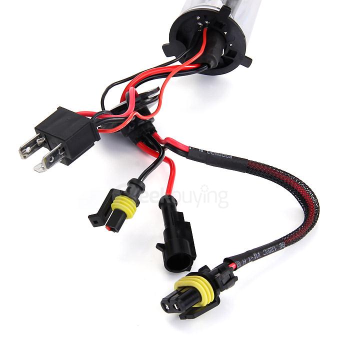 6000K Car H4-2 55W HID Xenon Headlight Light Lamp Bulb Replacement - Black + White ( One Pair )