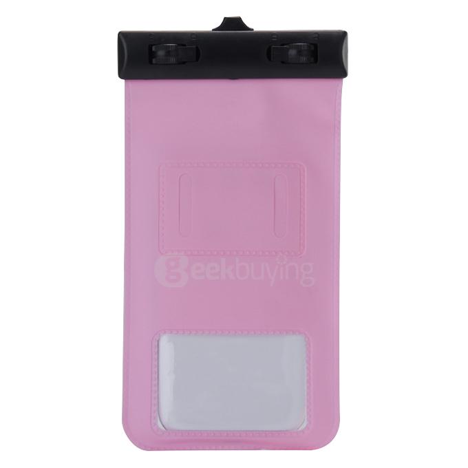 5.5In Waterproof Case Soft Pouch Protective Cover With Compass For iPhone6 Plus Universal Smartphones- Pink