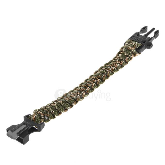 Outdoor Multi-purpose Survival Paracord Bracelet with Fire Starter and Safety Whistle - Camouflage