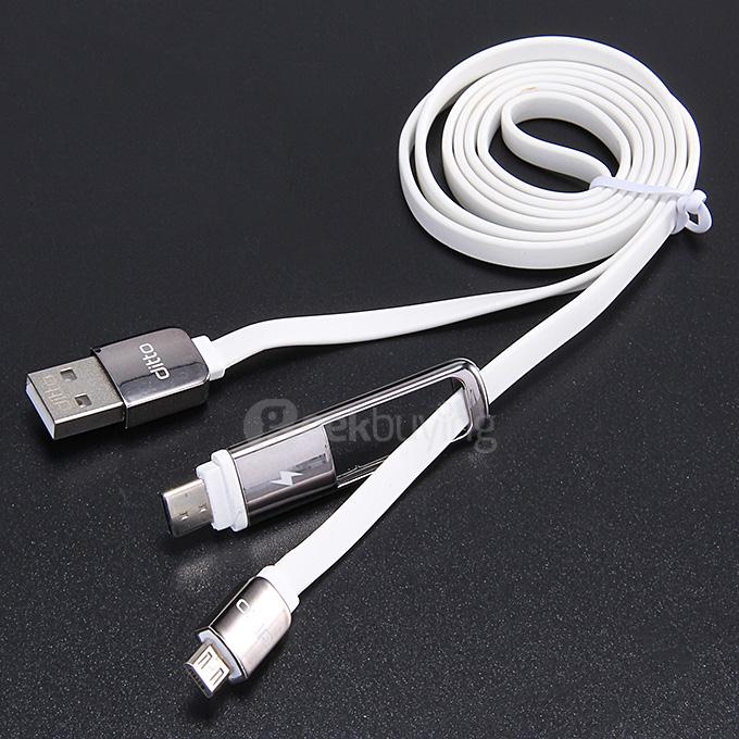 Ditto Type-C + Micro USB 2-In-1 Safe Quick Charger & Data Line USB Convertor Connection Adapter - White