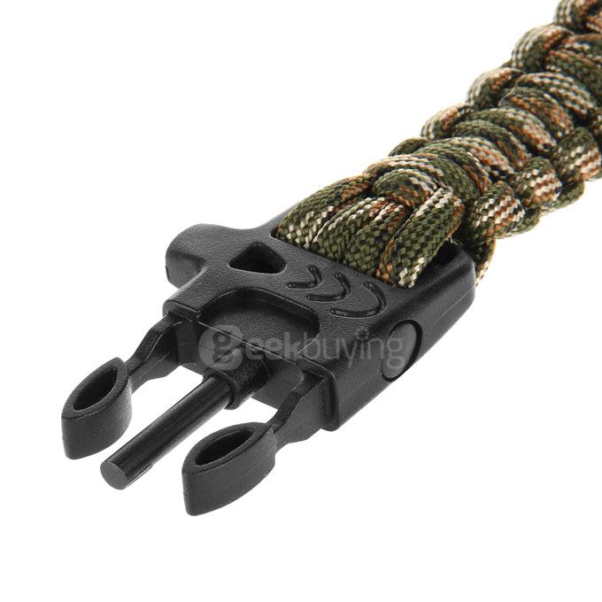 Outdoor Multi-purpose Survival Paracord Bracelet with Fire Starter and Safety Whistle - Camouflage