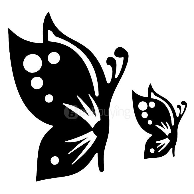 Butterfly Flower Wall Clock 3D Acrylic Mirror Sticker Modern Design Wall Decor - Black