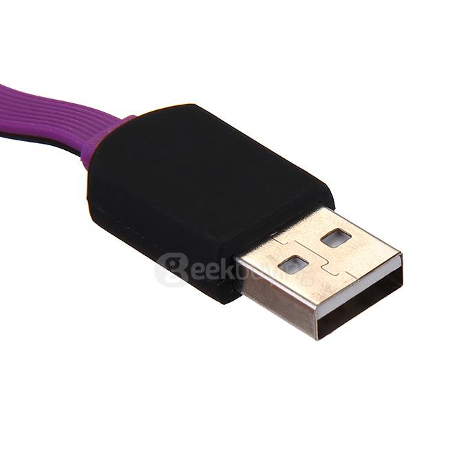 2-In-1 Smart Micro USB + 8Pin USB Fast Sync Data Charging Cable 1.5M with LED Indicator for Samsung iPhone - Purple