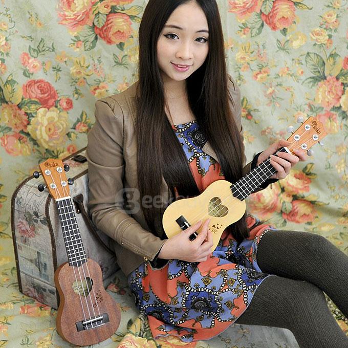 Kaka KUS-LOVE02 21 Inch Mini Mahogany Ukulele Handcraft Wood Children Mini Guitar 4 Aquila Strings