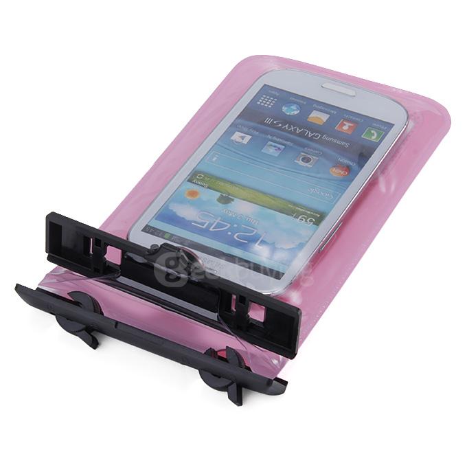 5.5In Waterproof Case Soft Pouch Protective Cover With Compass For iPhone6 Plus Universal Smartphones- Pink