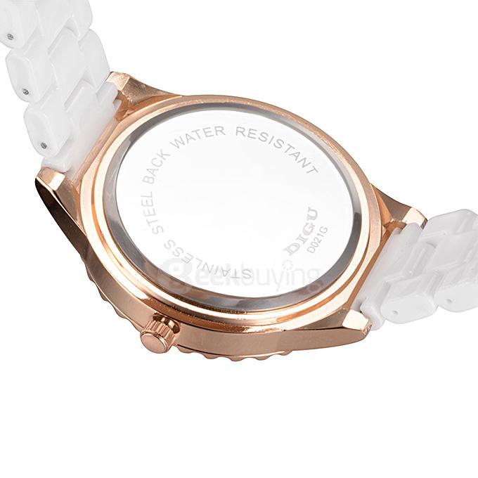 YR WH441 Stylish Quartz Ceramics Watch Lady Dress Watch with Special Colored Parrot Design 2 Pointers - Rose Gold