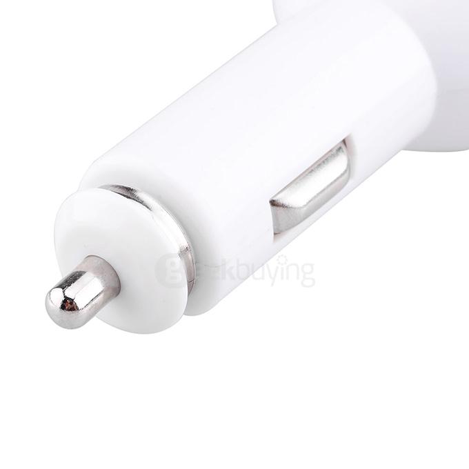 VST-708 3-in-1 Multi-Functional Voltage Thermometer Dual USB Car Charger Adapter - White