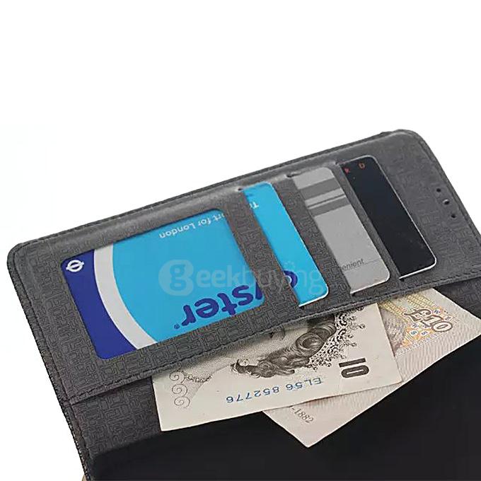 Plaid Pattern Protective Leather Case With Holder/Card Slots/Wallet For SONY Xperia Z5 Smartphone - Black