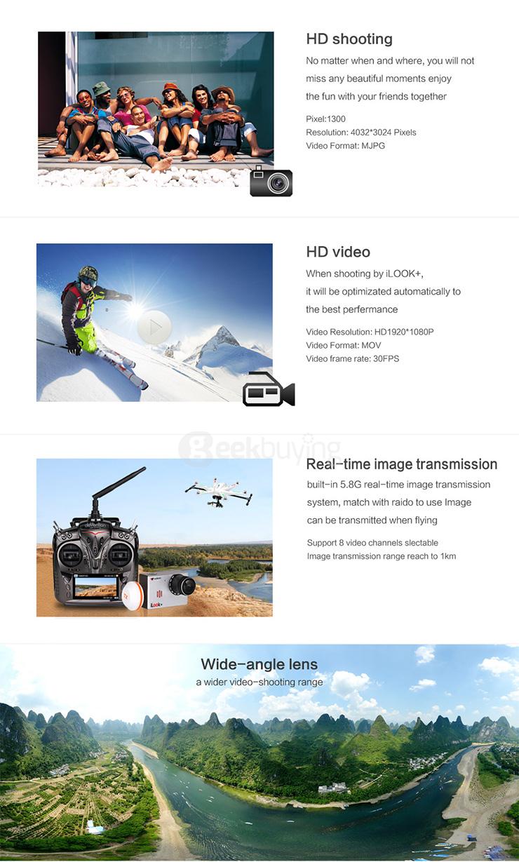 Ilook+ 5.8Ghz 13MP FHD FPV Camera 1080P H.264 Support G-2D G-3D Compatible With Fatshark Walkera DEVO F7