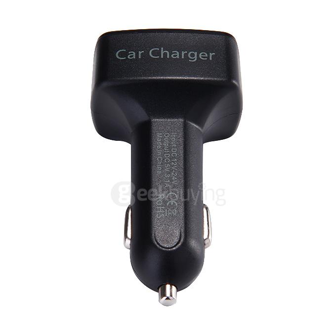4 In 1 Car Charger Cigarette Lighter Dual USB Ports Voltage Current Meter Tester Adapter High Power - Black