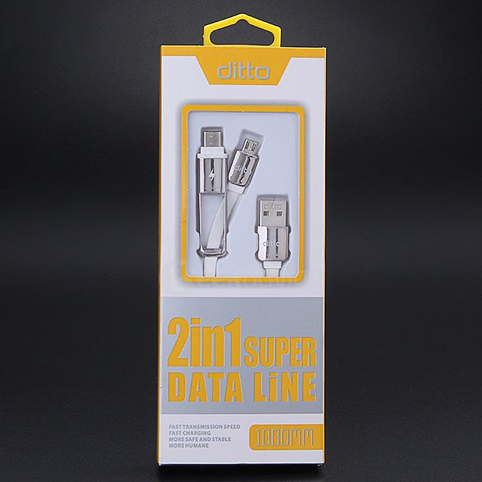 Ditto Type-C + Micro USB 2-In-1 Safe Quick Charger & Data Line USB Convertor Connection Adapter - White