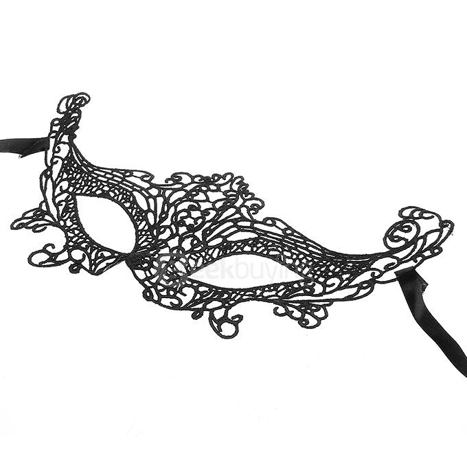 Fashion Elegant Fox Mask Hollow Out Lace Design Halloween Masquerades Party Mask - Black