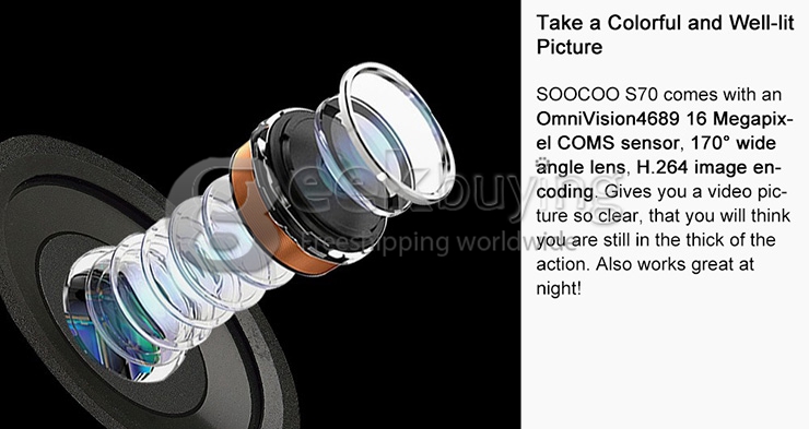 New SOOCOO S70 NTK96660 2K Resolution H.264 Action Camera Waterproof 60M Build-in WIFI Camera with Watch Remote Control