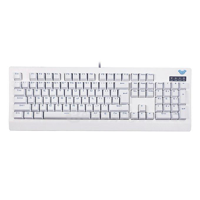 AULA Tarantula Ghosts Mechanical Laptop Computer Gaming Keyboard LOL Blue Switch 104 Keys 26keys Anti-ghost Blacklit USB Wired Keyboard - White