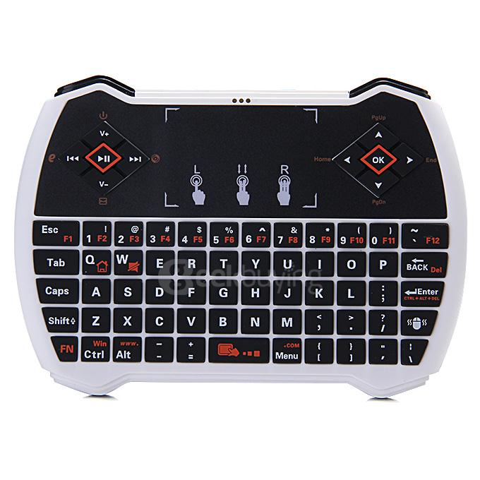 V6A 2.4GHz Mini Wireless QWERTY Touchpad Keyboard Air Mouse Handheld Remote Control For Laptop TV Box Tablet - White+Black