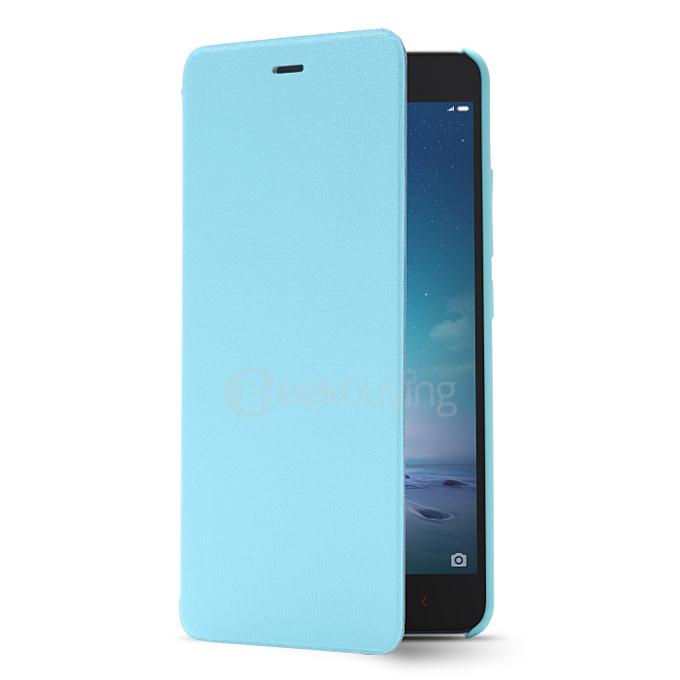 Original Xiaomi Protective PU Leather Hard Flip Cover Shell for Xiaomi Redmi Note 2 - Blue