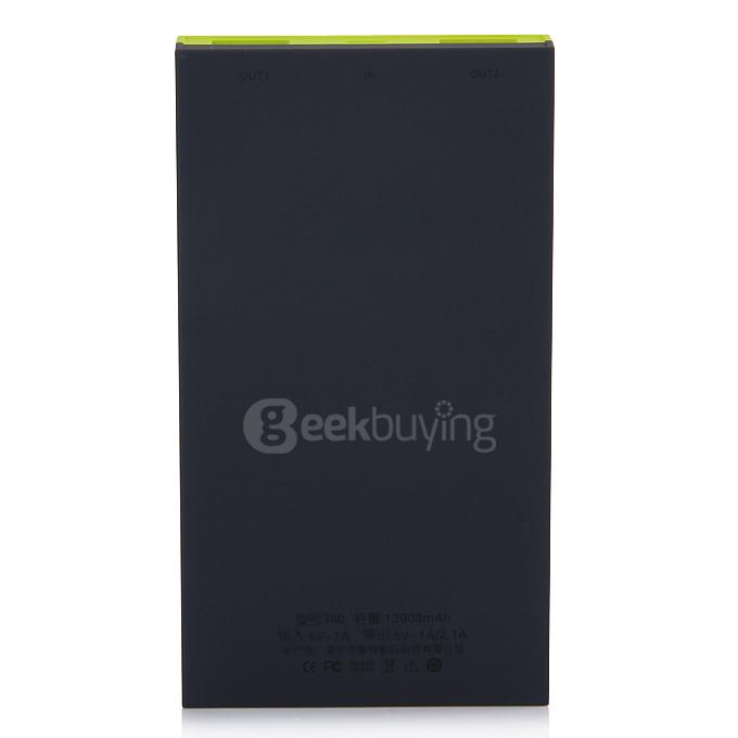 Buocker T40 13000mAh Portable Mobile Power Bank DC5V 1A / 2.1A For Smartphone PSP PDA iPod MP3/4/5 Camera - Black&Green