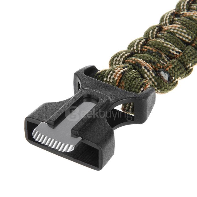 Outdoor Multi-purpose Survival Paracord Bracelet with Fire Starter and Safety Whistle - Camouflage