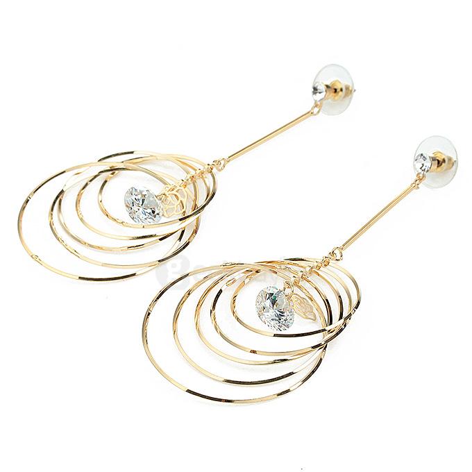 LBOS 01390 Fashion Women's Luxury Jewelry Zinc Alloy + Rhinestone Dangle Earrings - Gold
