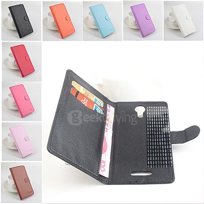 LingMao Litchi Peel Texture Protective Hard Cover Flip Stand Leather Case Cover for DOOGEE Nova Y100X Smartphone - Black
