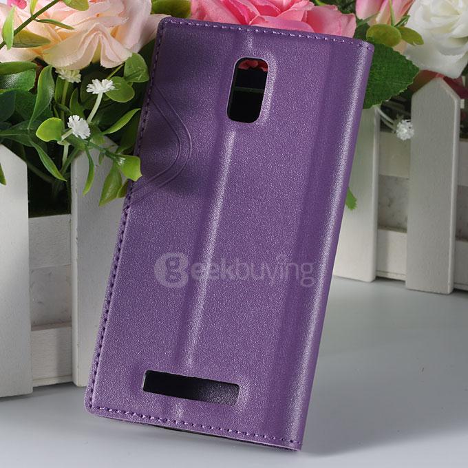 Window View Style Protective PU Leather Case Hard Flip Cover with Back Shell for Blackview Breeze Smartphone - Purple