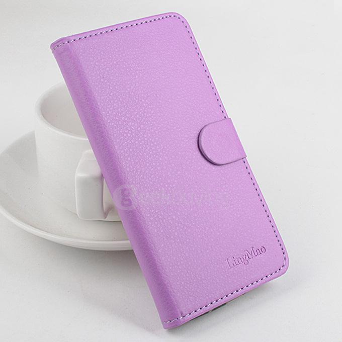 LingMao Litchi Peel Texture Protective Hard Cover Flip Stand Leather Case Cover for DOOGEE Nova Y100X Smartphone -Purple