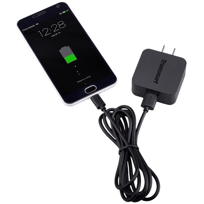 Tronsmart Quick Charge 2.0 18W AC Home Wall Travel USB Charger Fast Charger wth 1.8M USB Cable for Galaxy S6/S6 Edge Note 4/Edge Google Nexus 6 HTC M9 Xperia Z3/Z2 Sharp Aquos Pad/Zeta Xiaomi