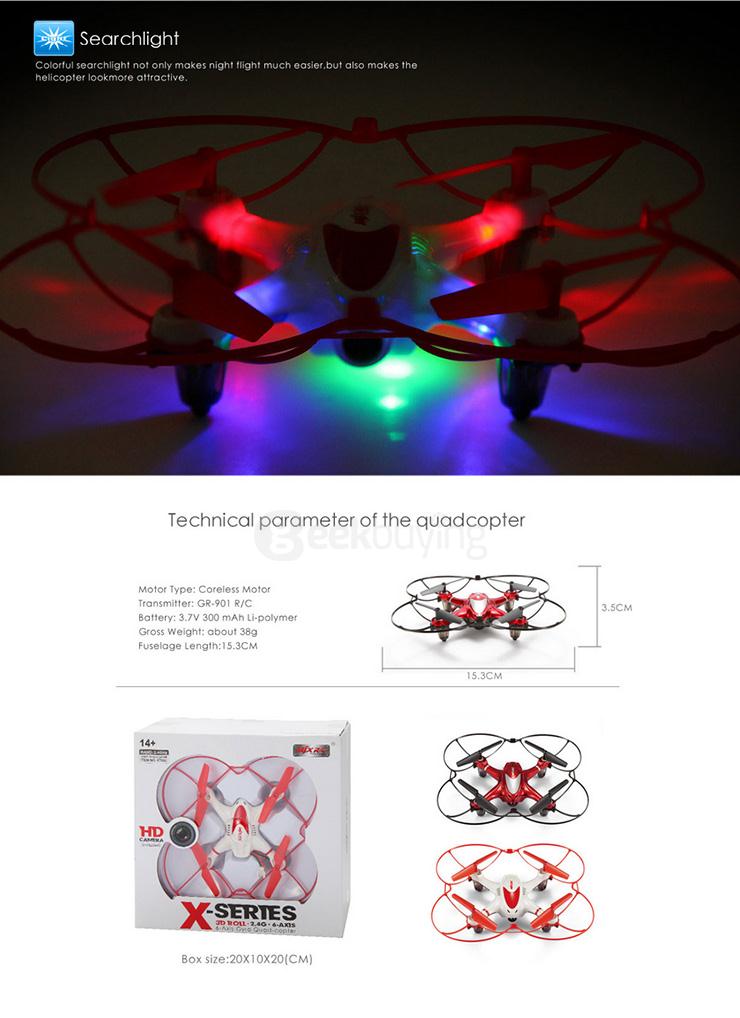 MJX X700C 0.3MP Cam 3D Roll 2.4G 6Axis Gryo RC Quadcopter RTF - Red