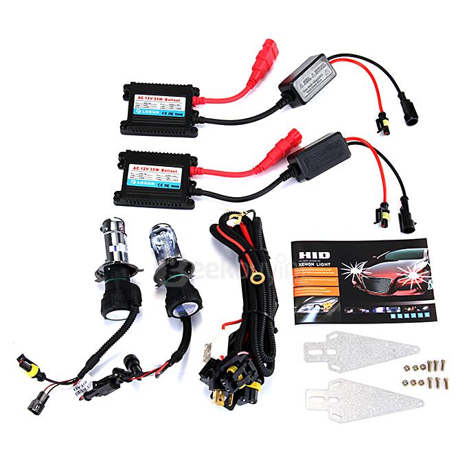 4300K H4-3 35W 12V DC230 Xenon HID Kit Car Headlight Slim Ballast Xenon Bulb White light - Black ( One Pair)