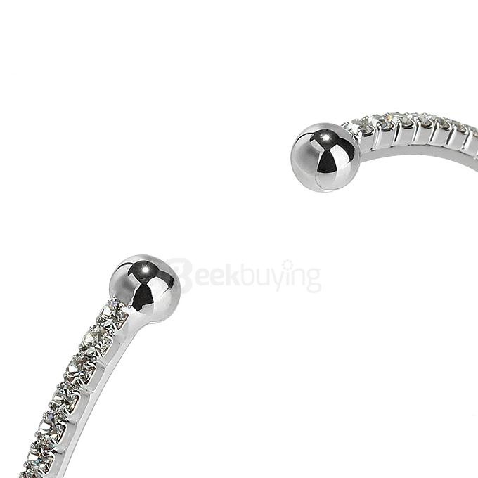 LBOS Fashion Women's Luxury Jewelry Beautiful Cubic Zirconia Open Mouth Bracelet - Silver