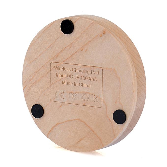 Itian Qi Wireless Charger Wooden Charging Pad for Samsung Google iPhone HTC - Round Shap