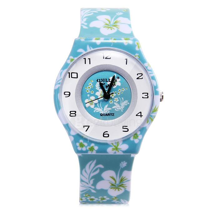Willis 9918 Orchid Designs Ultra-thin Waterproof Children Watch - Light Blue