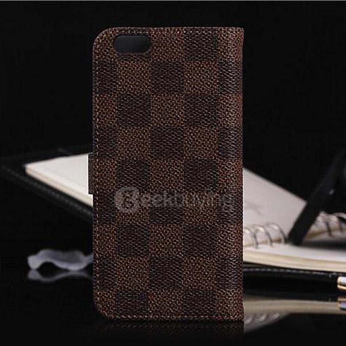 New Style Luxury Grid Pattern Pattern Wallet Leather Case Cover For Apple iPhone 6s Plus 5.5inch Phone - Brown