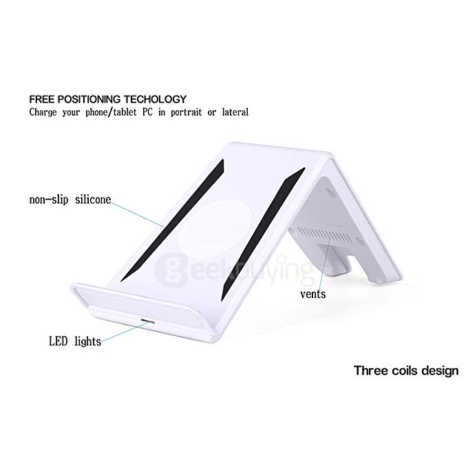 Itian A6 QI Wireless Charging Transmitter Wireless Charger With Holder For Nokia LG Samsung - White