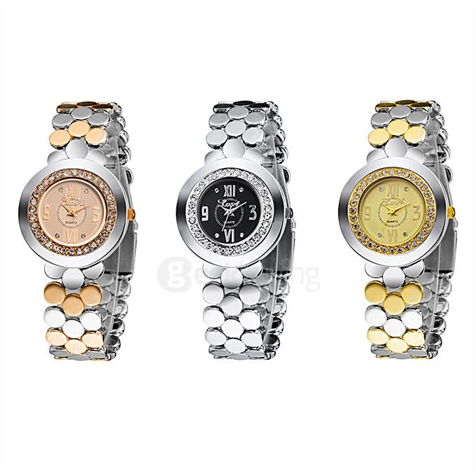 YR WH429 Stylish Elegant Quartz Lady Dress Bracelet Watch Sequins Strap Round Diamonds Dial Anolog Time Display - Rose Gold