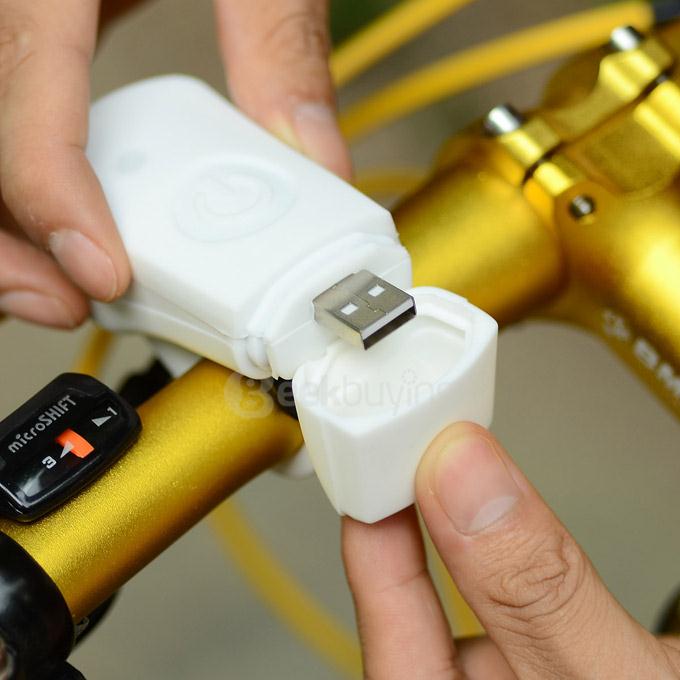 Waterproof Leadbike A50 USB Rechargeable 2-LED 2-Mode White Light Bike Headlight - White