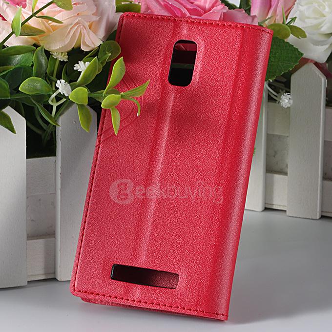 Window View Style Protective PU Leather Case Hard Flip Cover with Back Shell for Blackview Breeze Smartphone - Red