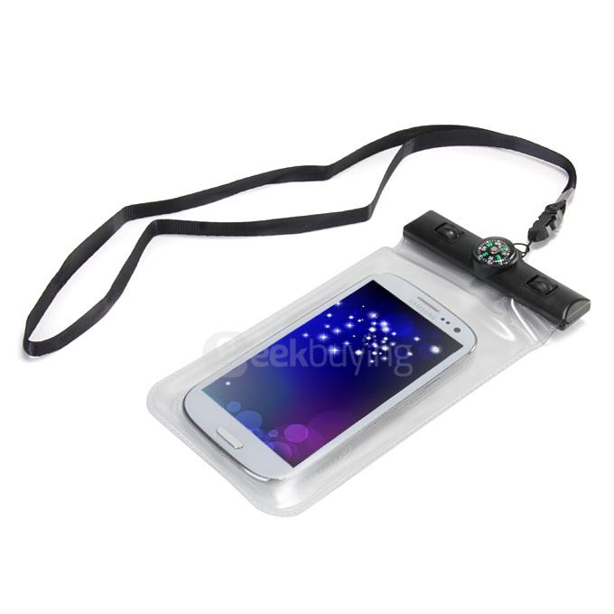 5.5In Waterproof Case Soft Pouch Protective Cover With Compass For iPhone6 Plus Universal Smartphones - Transparent