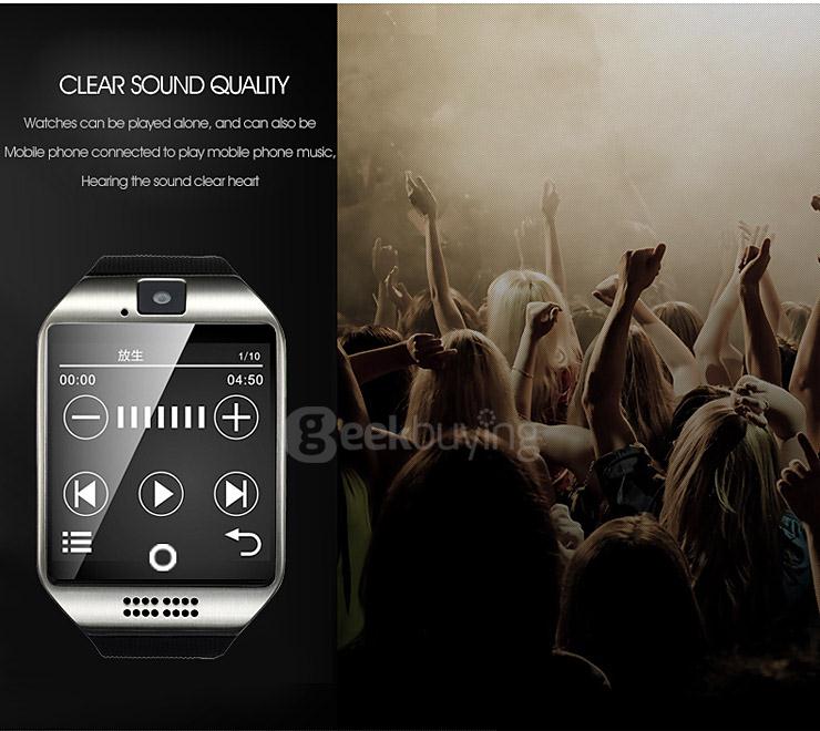 Q18 MTK6260A 1.3MP Camera TF Card and SIM Card Slot NFC Bluetooth 3.0 Smartwatch Smart Phone for Android and IOS - Black